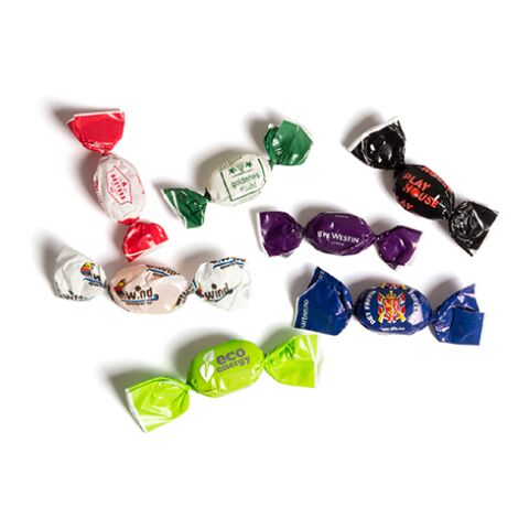 3 g Bonbons im Werbewickler transparent | 1-farbiger Flexodruck | Tutti-Frutti