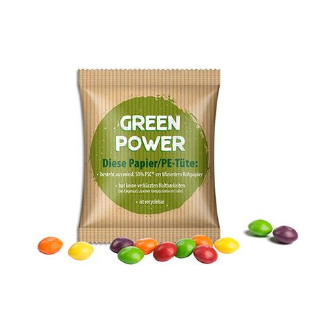 Werbeartikel Skittles im Werbetütchen – weiss – mit Logo bedruckt