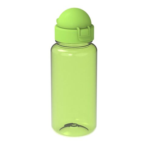 Werbeartikel Kinder Trinkflasche Junior 400 ml aus Tritan mit kindgerechtem Verschluss – transparent-lime – mit Logo bedruckt