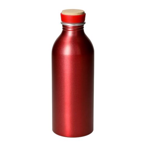 Werbeartikel Aluminium Trinkflasche 650 ml Breeze recyceltes Aluminium Bambusdeckel auslaufsicher BPA-frei kohlensäuregeeignet – rot – mit Logo