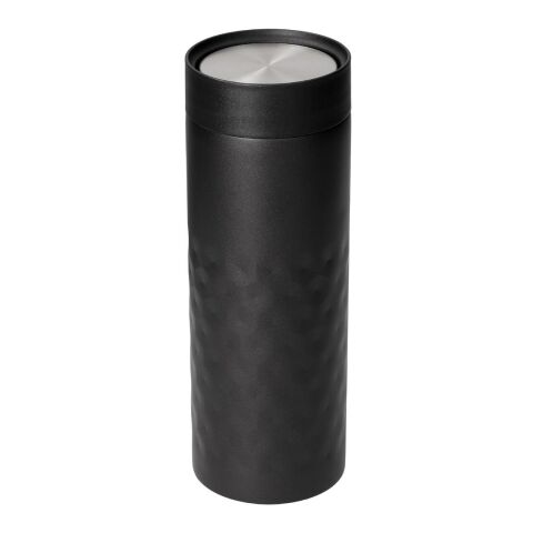 Werbeartikel 450 ml Edelstahl-Thermobecher Crystal, doppelwandig mit 360° Trinkdeckel & leicht zerlegbar für Reinigung – schwarz – mit Logo bedruckt