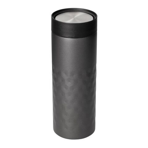 Werbeartikel 450 ml Edelstahl-Thermobecher Crystal, doppelwandig mit 360° Trinkdeckel & leicht zerlegbar für Reinigung – weiss/schwarz – mit Logo