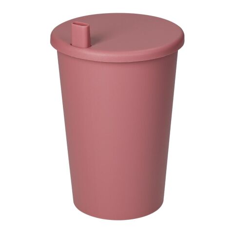 Werbeartikel Splash 370 ml Trinkbecher Made in Germany aus 100% PP inkl. Trinkhalm & Schale für Teebeutel – rot – mit Logo bedruckt