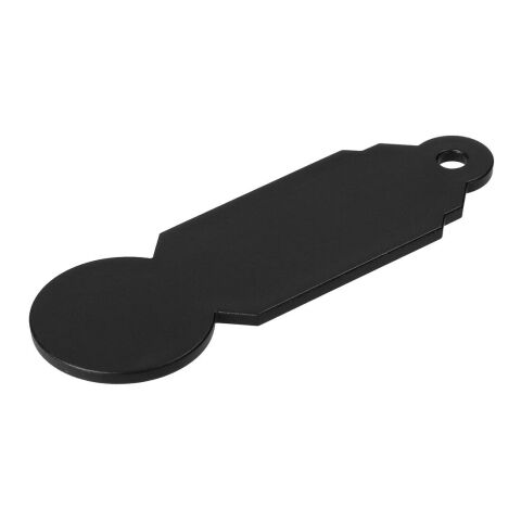 Werbeartikel Einkaufswagenlöser Chipster, robuster Alltagshelfer Made in Germany inkl. Schlüsselring – schwarz – mit Logo bedruckt