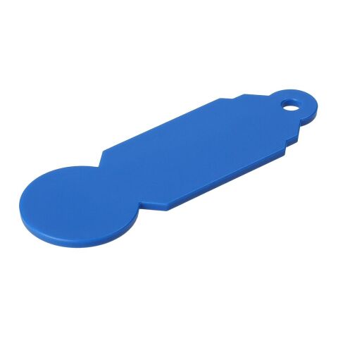 Werbeartikel Einkaufswagenlöser Chipster, robuster Alltagshelfer Made in Germany inkl. Schlüsselring – trend-blau PS – mit Logo bedruckt