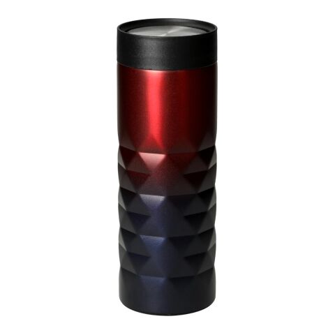 Werbeartikel 440 ml Thermobecher Diamond 360, doppelwandiger Edelstahl mit 360°-Push-Deckel & Diamant-Prägung – trend-blau PS – mit Logo bedruckt