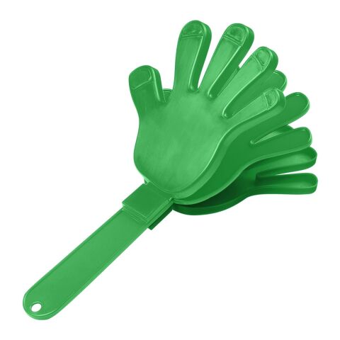 Werbeartikel Klapper Hand 3-tlg. lautstarker Stadion-Krachmacher Klatschhand Fanartikel für Sport-Events & Messen – grasgrün – mit Logo bedruckt