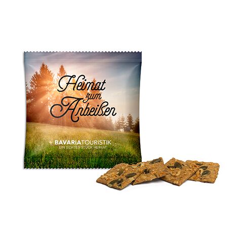 Vollkorn Snack im Werbetütchen transparent | ohne Werbeanbringung | Käse-Kürbiskern