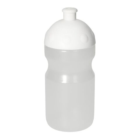 Werbeartikel Trinkflasche "Fitness" 0,5 l mit Saugverschluss – transparent-milchig – mit Logo bedruckt