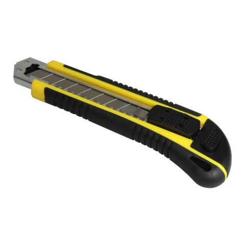 Werbeartikel Cuttermesser "Pro" – gelb/schwarz – mit Logo bedruckt