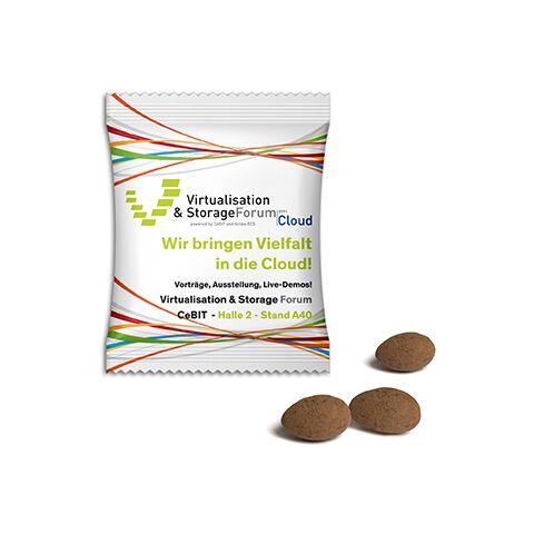 Mandeln im Werbetütchen transparent | ohne Werbeanbringung | Standard-Folie | Sahne-Kakao