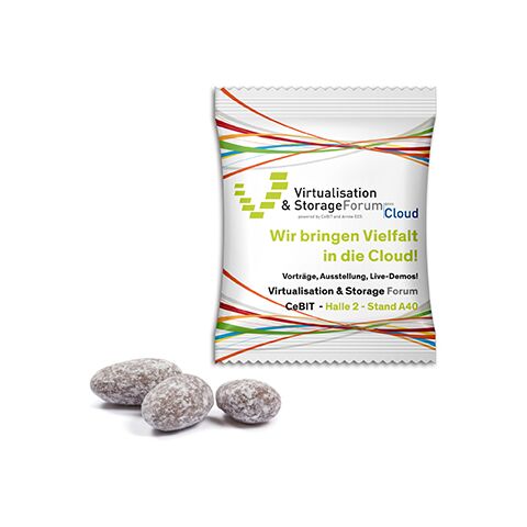 Mandeln im Werbetütchen transparent | ohne Werbeanbringung | Standard-Folie | Sahne-Kakao