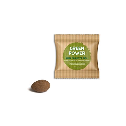 Mandeln einzeln im Werbetütchen weiß | ohne Werbeanbringung | Papier/PE-Verbundfolie | Sahne-Kakao