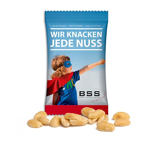 Geröstete Erdnüsse weiß | ohne Werbeanbringung | Papier/PE-Verbundfolie