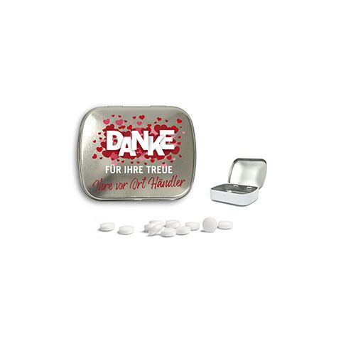 Mini Nostalgiedose blank | 4c Digitaldruck + weiß | Nicht verfügbar | Nicht verfügbar | Pfefferminztabletten