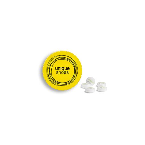 Werbeartikel Super Mini Clic Clac Box – gelb – mit Logo bedruckt