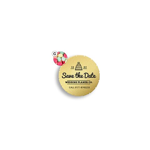 Werbeartikel Super Mini Clic Clac Box – gold – mit Logo bedruckt