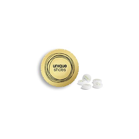 Werbeartikel Super Mini Clic Clac Box – gold – mit Logo bedruckt