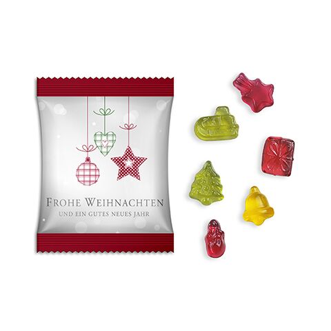 Fruchtgummi Weihnachtsedition ohne Werbeanbringung | Frohe Weihn &amp; ein gut n. Jahr | Standardmotiv