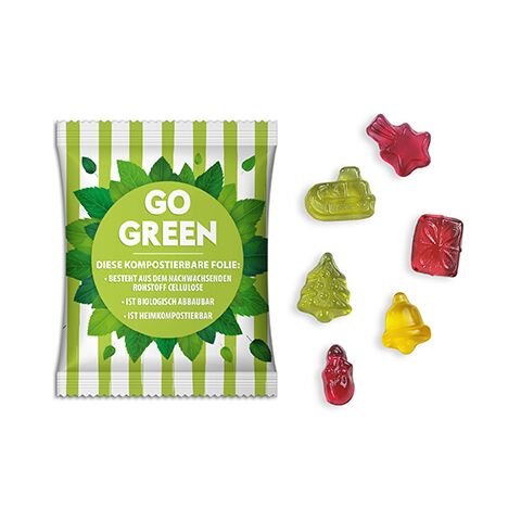 Fruchtgummi Weihnachtsedition weiß | ohne Werbeanbringung | kompostierbare Folie