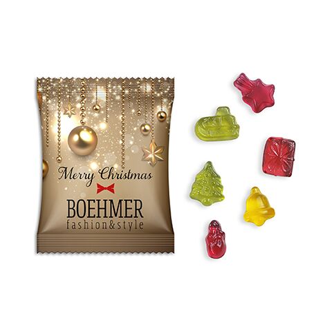 Fruchtgummi Weihnachtsedition weiß | 1-farbiger Flexodruck | Standard-Folie
