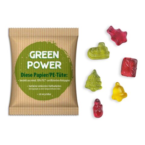 Werbeartikel Fruchtgummi Weihnachtsedition – weiss – mit Logo bedruckt