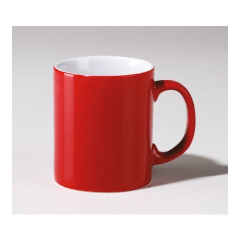 Werbeartikel Rastal Cambridge 300 ml Kaffeebecher aus Porzellan klassisches Design in Profi Gastro-Qualität – Rot-weiss – mit Logo bedruckt
