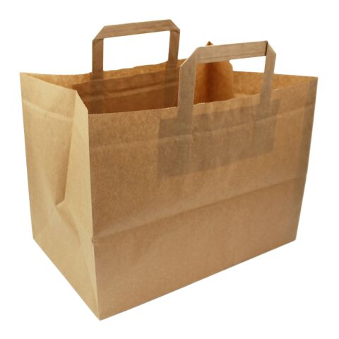 Krafttasche flacher Henkel braun | 32 x 22 x 25 cm  | ohne Werbeanbringung | ohne Werbeanbringung