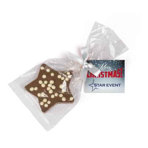 Werbeartikel Schoko Weihnachtsstern – weiss – mit Logo bedruckt
