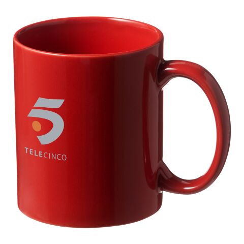 Werbeartikel Santos 330 ml Keramiktasse – rot – mit Logo bedruckt