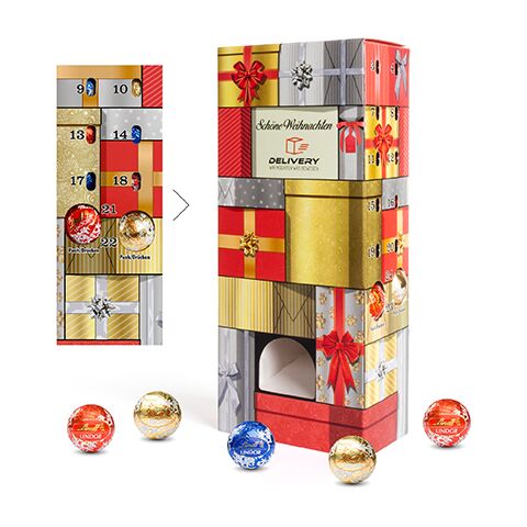 Lindt Lindor Adventsspender &quot;Turm&quot; ohne Werbeanbringung | Nicht verfügbar