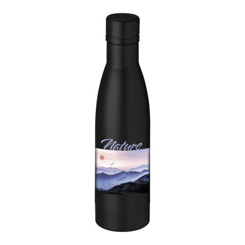 Werbeartikel 500 ml Vasa Kupfer-Vakuum Isolierflasche Edelstahl doppelwandig für 12h heiss & 48h kalt – schwarz – mit Logo bedruckt