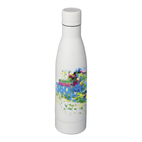 Werbeartikel 500 ml Vasa Kupfer-Vakuum Isolierflasche Edelstahl doppelwandig für 12h heiss & 48h kalt – weiss – mit Logo bedruckt