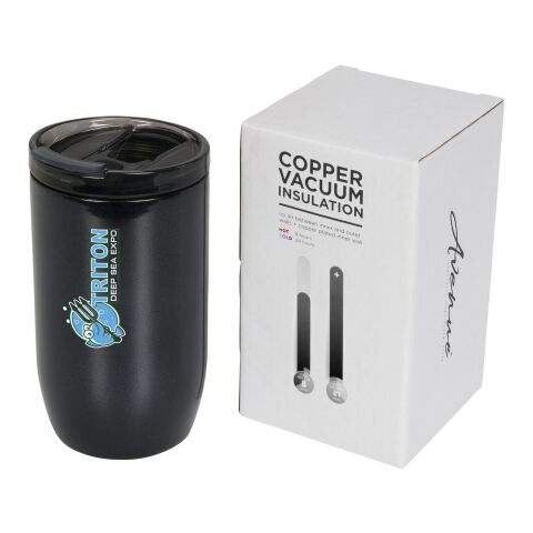 Werbeartikel Lagom 380 ml Coffee-to-go Thermobecher Kupfer-Vakuum Edelstahl auslaufsicher & isolierend inkl. Box – schwarz – mit Logo bedruckt
