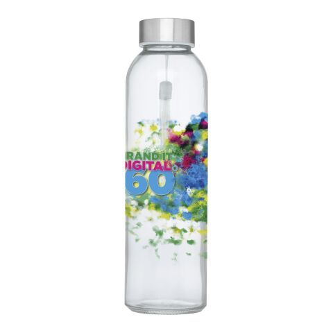 Werbeartikel 500 ml Glas-Sportflasche mit Neoprenhülle, Tragegurt & inkl. Geschenkschachtel – lila – mit Logo bedruckt
