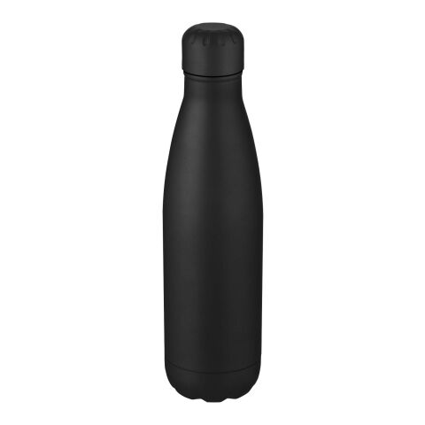 48h Express-Druck Werbeartikel Cove 500 ml vakuumisolierte Edelstahlflasche – schwarz – mit Logo bedruckt