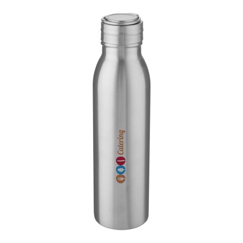 Werbeartikel Edelstahl Sport Trinkflasche 700 ml Harper 18/8 Metallschlaufe auslaufsicher LFGB REACH geprüft Geschenkbox – Silber – mit Logo bedruckt