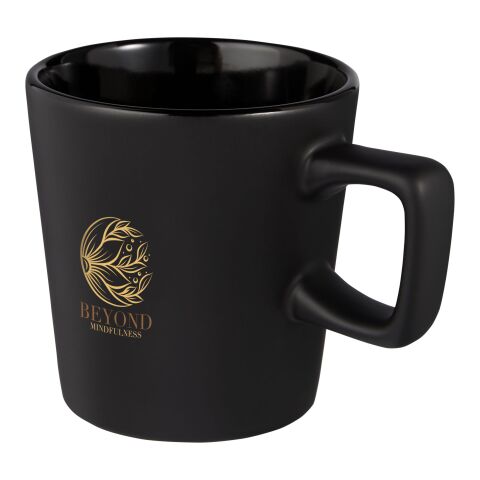48h Express-Druck Werbeartikel Ross 280 ml Keramiktasse – schwarz – mit Logo bedruckt