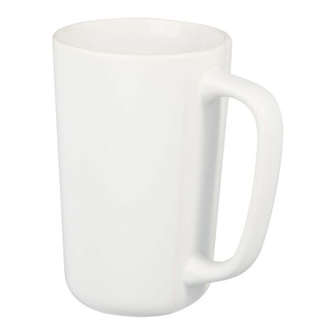 Werbeartikel 480 ml Perk XL-Keramik-Kaffeebecher mit mattierter Oberfläche & Geschenkbox aus Recyclingkarton – weiss – mit Logo bedruckt