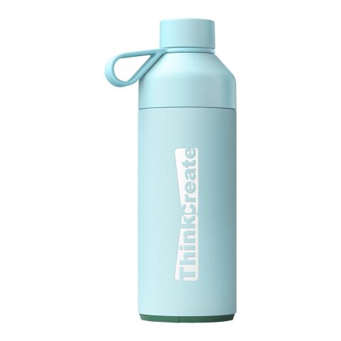 Nachhaltiger Werbeartikel Big Ocean Bottle 1 L Vakuum Edelstahl Trinkflasche recycelt Ocean-Bound Kunststoff NFC Smart Chip auslaufsicher – himmelblau