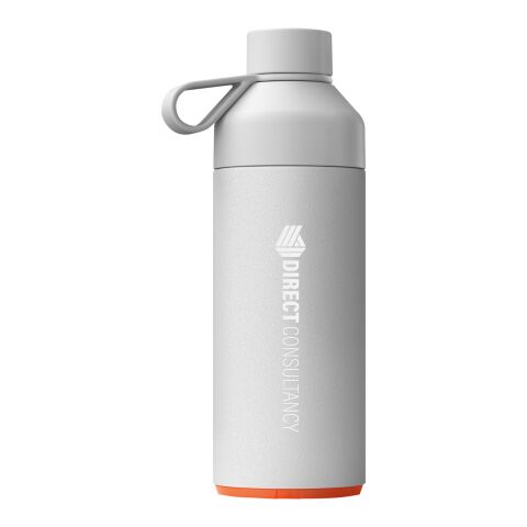 Nachhaltiger Werbeartikel Big Ocean Bottle 1 L Vakuum Edelstahl Trinkflasche recycelt Ocean-Bound Kunststoff NFC Smart Chip auslaufsicher – Rock Grey