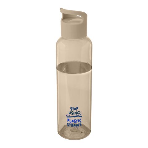 Nachhaltiger Werbeartikel Sky 650 ml Sportflasche aus recyceltem Kunststoff – Oatmeal – mit Logo bedruckt