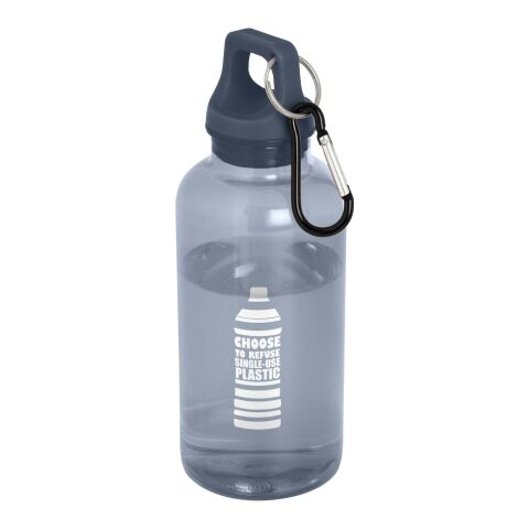 48h Express-Druck Nachhaltiger Werbeartikel Oregon 400 ml RCS-zertifizierte Trinkflasche aus recyceltem Kunststoff mit Karabiner – Hale Blue – mit