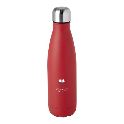 Nachhaltiger Werbeartikel Edelstahl Vakuum Trinkflasche 500 ml Cove RCS recycelt LFGB geprüft BPA-frei Geschenkbox – rot – mit Logo bedruckt