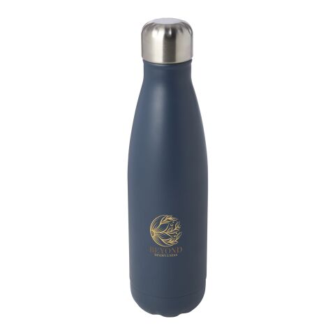 Nachhaltiger Werbeartikel Edelstahl Vakuum Trinkflasche 500 ml Cove RCS recycelt LFGB geprüft BPA-frei Geschenkbox – blau – mit Logo bedruckt