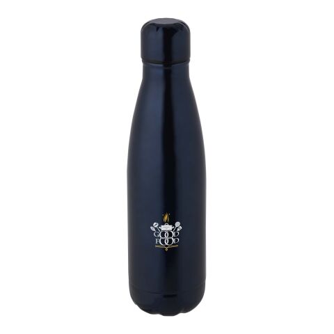 Nachhaltiger Werbeartikel Edelstahl Vakuum Trinkflasche 500 ml Cove RCS recycelt LFGB geprüft BPA-frei Geschenkbox – navy – mit Logo bedruckt