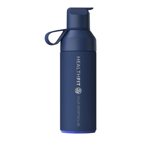 Nachhaltiger Werbeartikel Ocean Bottle GO 500ml 90% recycelter Edelstahl vakuumisoliert Einhand-Trinkverschluss CO2-neutral – Ocean Blue2 – mit Logo