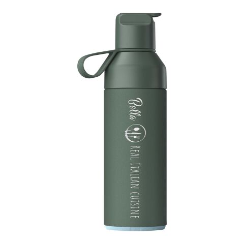Nachhaltiger Werbeartikel Ocean Bottle GO 500ml 90% recycelter Edelstahl vakuumisoliert Einhand-Trinkverschluss CO2-neutral – waldgrün – mit Logo