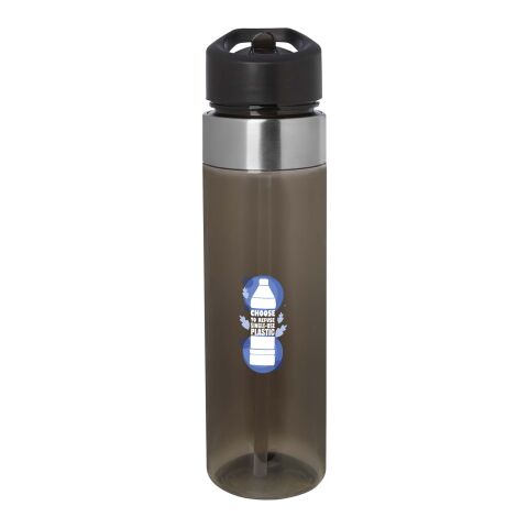 48h Express-Druck Werbeartikel Dylan 650 ml Trinkflasche bruchfestes Tritan mit Ausgiesser & Edelstahl-Details – grau – mit Logo bedruckt