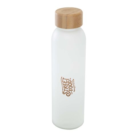 Lume 500 ml Flasche aus mattiertem Kalknatronglas mit Bambusdeckel   Standard | weiss | ohne Werbeanbringung | Nicht verfügbar | Nicht verfügbar
